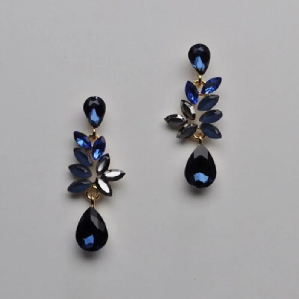 ElegantβBlue and Gold Drop EarringsβA976